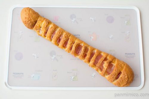 ちぎれるロングハムフランスパン【ローソン】上から見た図