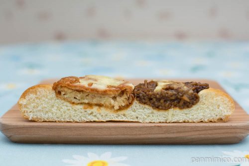 折ってみたらモダン焼き！?パン【ローソン】断面図