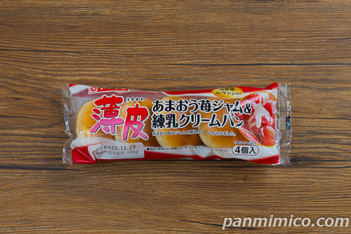 薄皮あまおう苺ジャム＆練乳クリームパン（4個入）【ヤマザキ】パッケージの写真