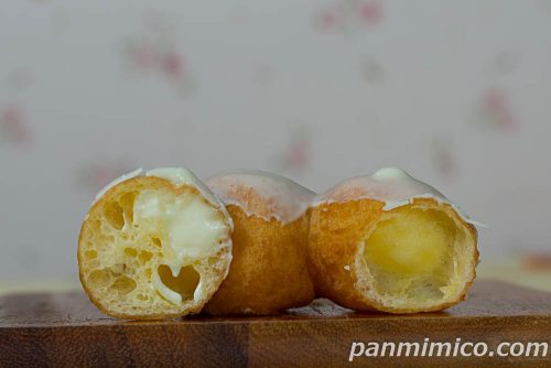 ピクミン　お花のドーナツ（バナナミルク味）【ファミリーマート】断面の写真