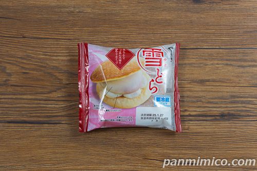 雪どら（苺ジャム入りつぶあん大福＆練乳入りホイップ）【ヤマザキ】パッケージの写真